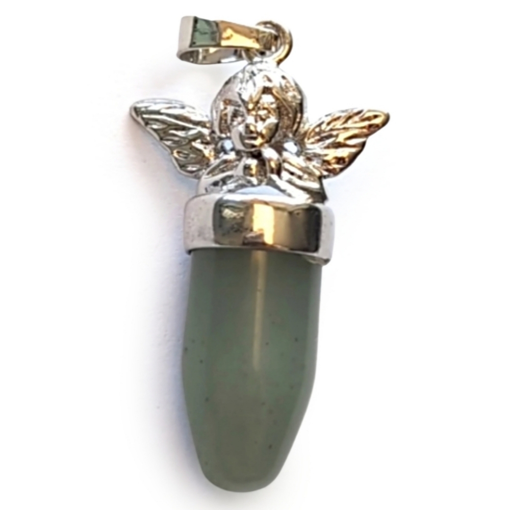 Aventurine‎ Crystal Angel Cherub Necklace